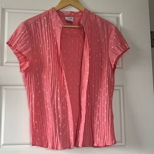 VINTAGE East 5th Pleated & Embroidered Pink Button-Up Women's Blouse. Large.